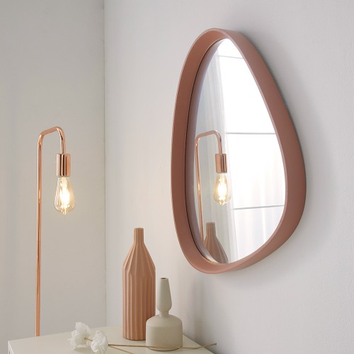 [스페이스꼬모] 로엔 원목 핑크에그 벽걸이거울500X600mm